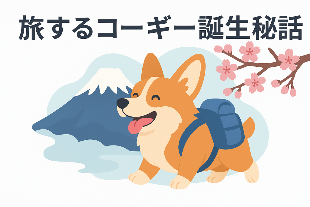 旅するコーギーと富士山 (1)